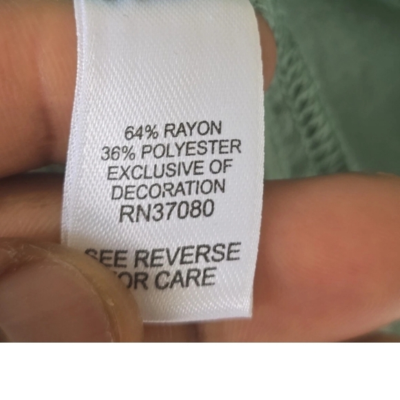 Cato Popover Blouse Sz 18/20 Plus Green Womens Cap 3/4 Sleeves Eyelet Dainty - Picture 11 of 12